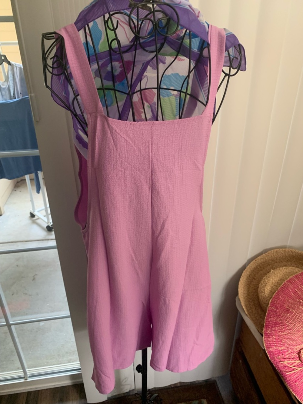 Casual Pink Pocket romper oversalls with Wide Straps - Picture 8 of 8